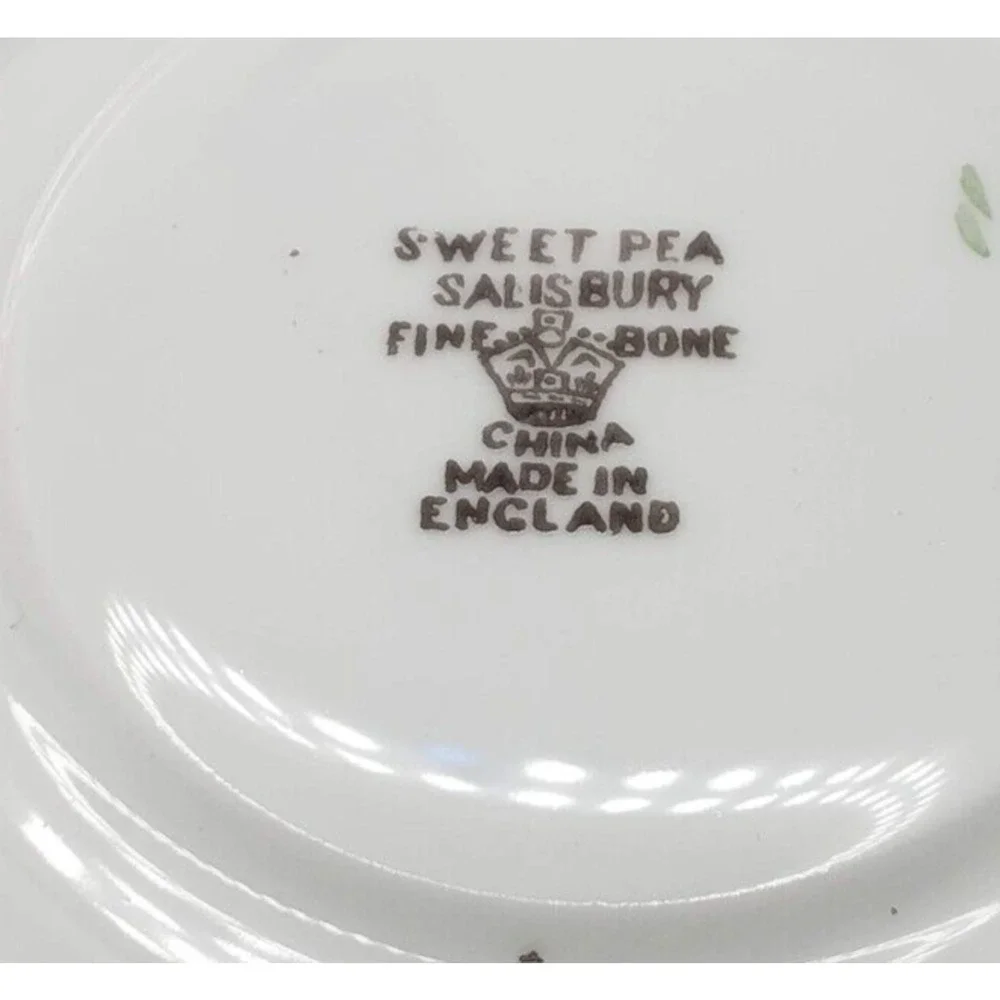 Salisbury Fine Bone China Sweet Pea Floral Pattern W/ Gold Trim Tea Cup & Saucer - Picture 8 of 14